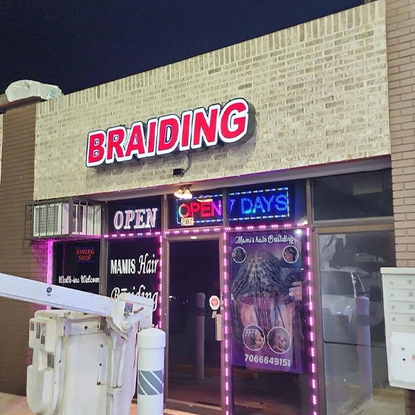storefront signs light box installation shaped channel look